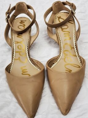 Sam Edelman Beige Pointed-Toe Okala⁹ Ankle-Strap Heels Sz 8M